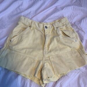 Yellow Corduroy Women Shorts